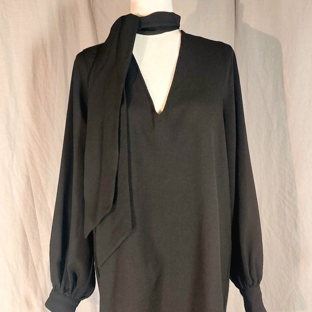 Ganni black bishop-sleeve mini dress, EU36, NWT - Picture 6 of 13